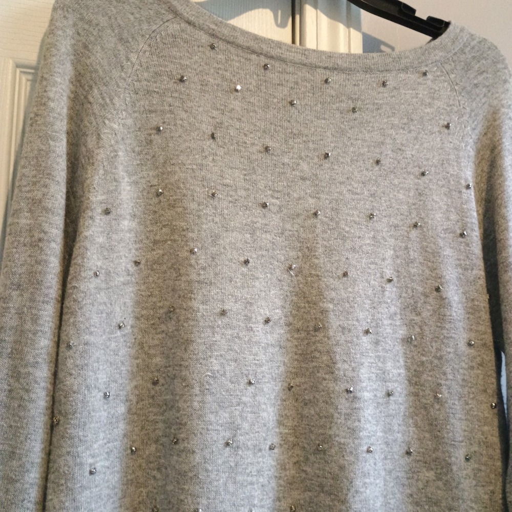 Sisters Women's Grey Studded‎ Embellished Sweater Cardigan Layered Look M - Picture 9 of 9